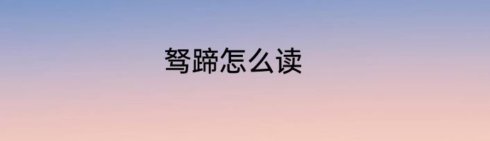 驽蹄怎么读