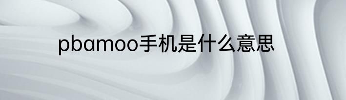 pbamoo手机是什么意思