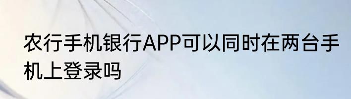 农行手机银行APP可以同时在两台手机上登录吗