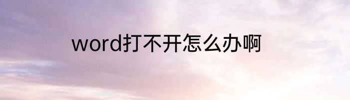 word打不开怎么办啊