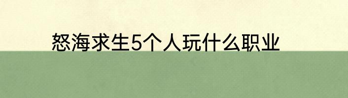 怒海求生5个人玩什么职业