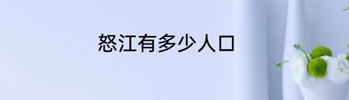 怒江有多少人口