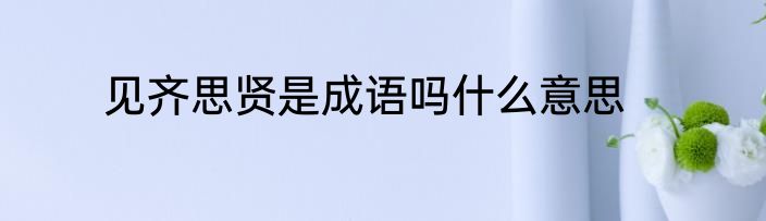 见齐思贤是成语吗什么意思