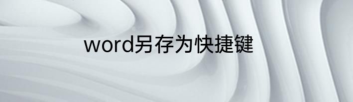 word另存为快捷键