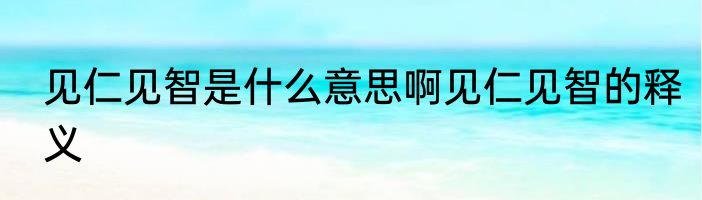 见仁见智是什么意思啊见仁见智的释义
