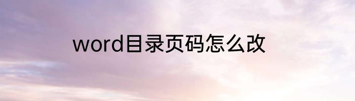 word目录页码怎么改