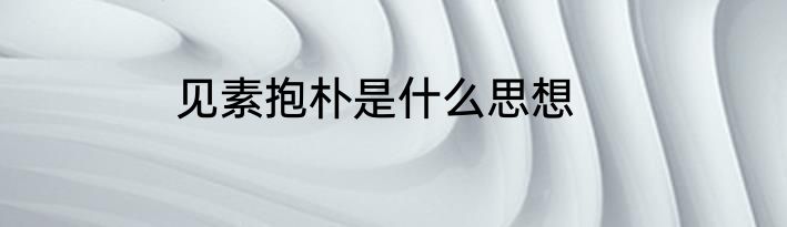 见素抱朴是什么思想