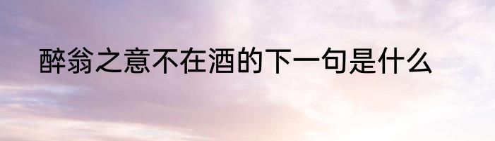 醉翁之意不在酒的下一句是什么