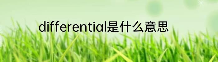 differential是什么意思
