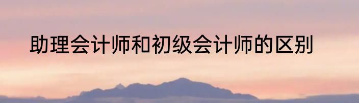 助理会计师和初级会计师的区别