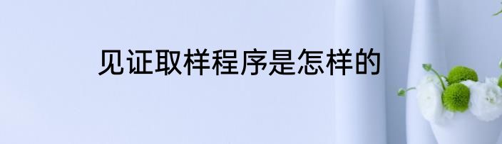 见证取样程序是怎样的