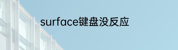 surface键盘没反应