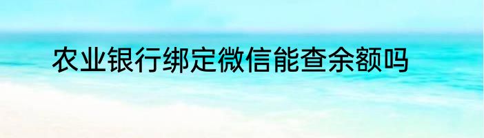 农业银行绑定微信能查余额吗