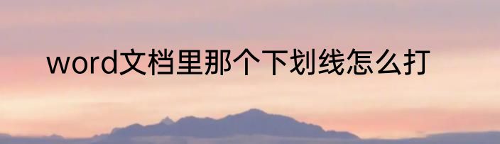 word文档里那个下划线怎么打