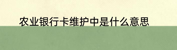 农业银行卡维护中是什么意思
