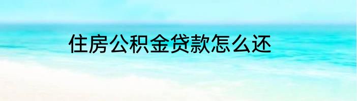 住房公积金贷款怎么还