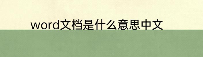 word文档是什么意思中文