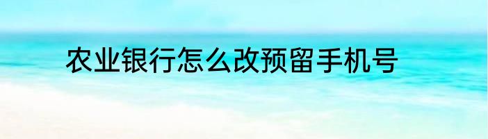 农业银行怎么改预留手机号