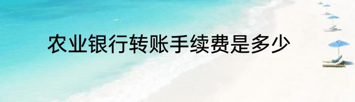 农业银行转账手续费是多少