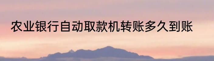 农业银行自动取款机转账多久到账