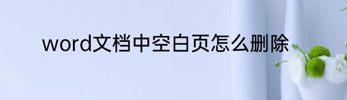 word文档中空白页怎么删除