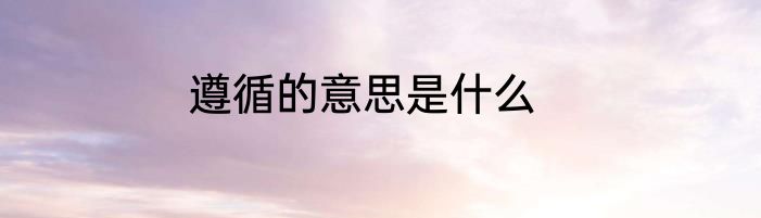遵循的意思是什么