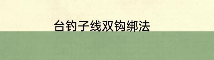 台钓子线双钩绑法