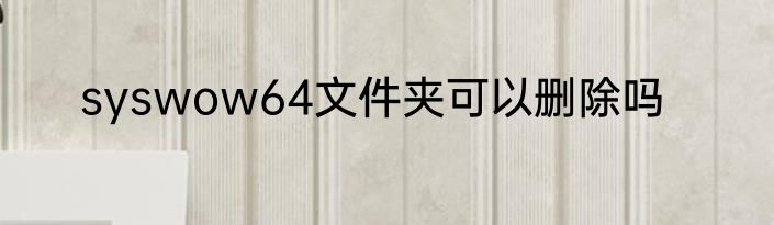 syswow64文件夹可以删除吗