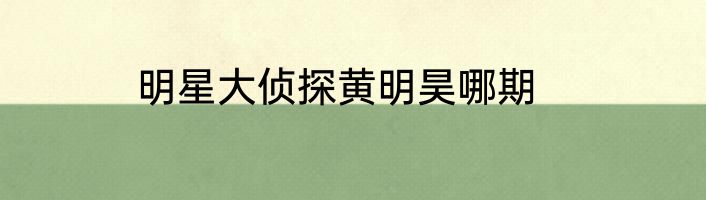 明星大侦探黄明昊哪期