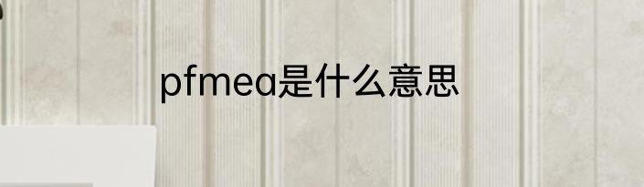 pfmea是什么意思