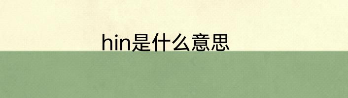hin是什么意思