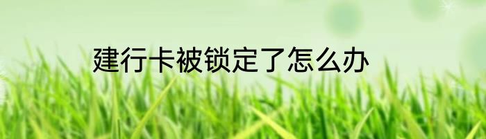 建行卡被锁定了怎么办