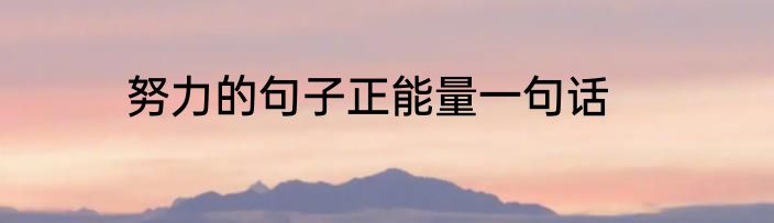 努力的句子正能量一句话