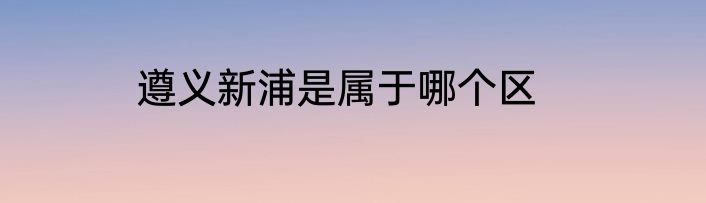 遵义新浦是属于哪个区