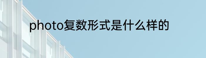 photo复数形式是什么样的