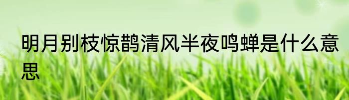 明月别枝惊鹊清风半夜鸣蝉是什么意思