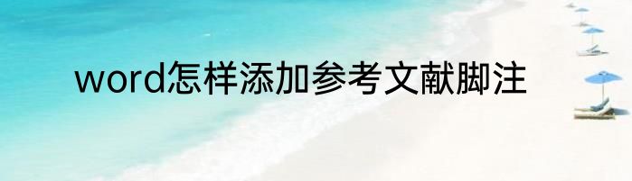 word怎样添加参考文献脚注