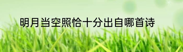 明月当空照恰十分出自哪首诗