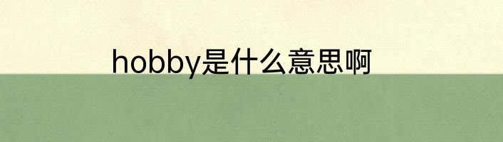 hobby是什么意思啊