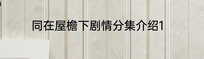 同在屋檐下剧情分集介绍1