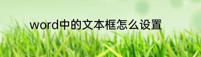 word中的文本框怎么设置