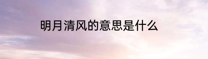 明月清风的意思是什么