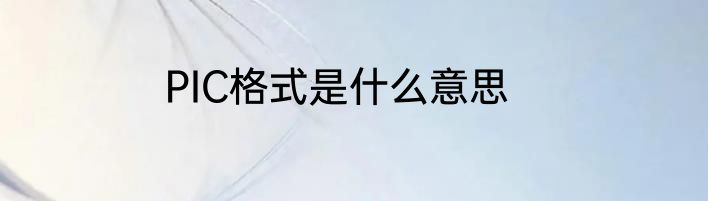 PIC格式是什么意思