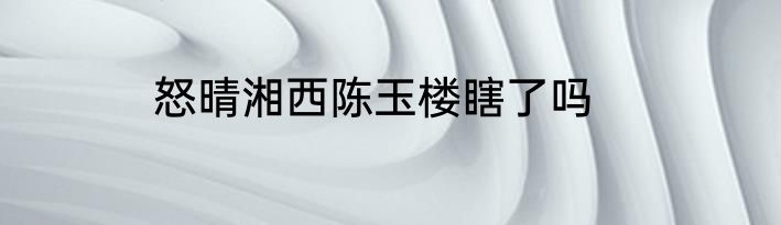 怒晴湘西陈玉楼瞎了吗