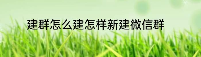 建群怎么建怎样新建微信群