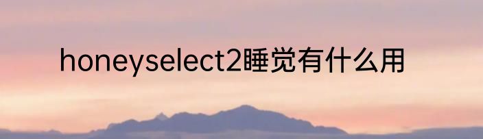 honeyselect2睡觉有什么用
