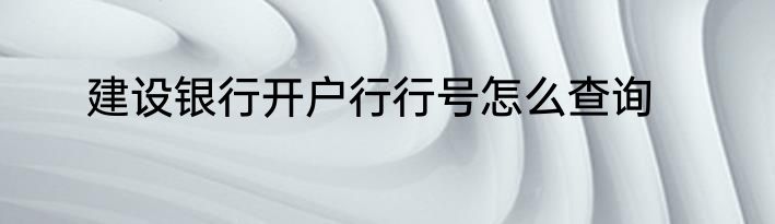 建设银行开户行行号怎么查询