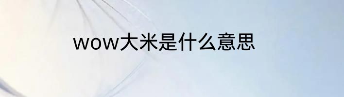 wow大米是什么意思