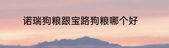 诺瑞狗粮跟宝路狗粮哪个好