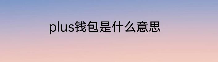 plus钱包是什么意思